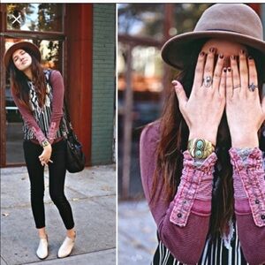 RARE free people Kyoto  print cuff thermal top xs